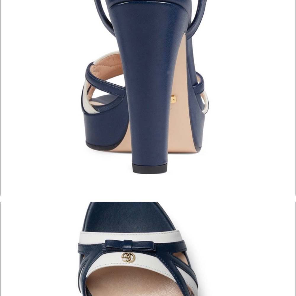 💯% authentic Gucci Alison two-tone leather platform heels - Picture 13 of 14